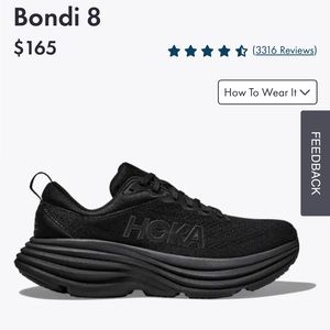 Men’s Hoka bondi US size 10.5 wide black sneakers